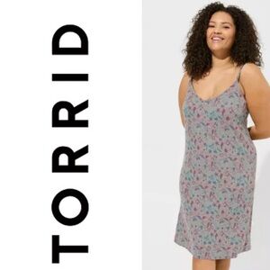 TORRID Women’s Super Soft Rib Midi Sleep Gown Gray Wild Skull Size 0/L